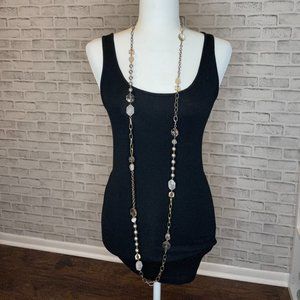 Extra Long Statement Necklace Neutral Colors